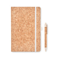 Записник A5 з ручкою SUBER SET, 96 л, корк — білий