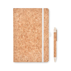 Записник A5 з ручкою SUBER SET, 96 л, корк — білий